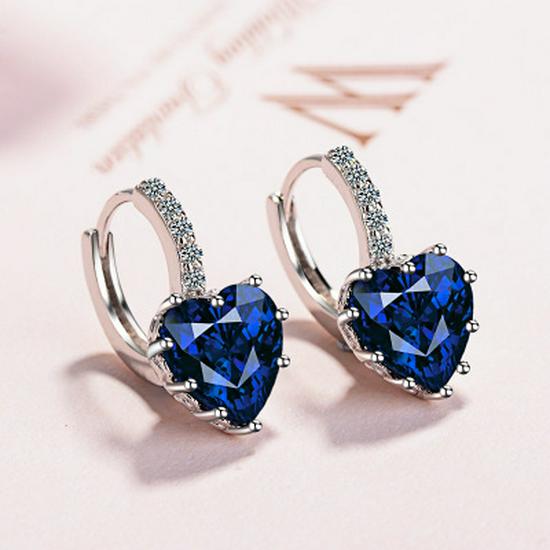 New European & American Fashion Earrings with AAA Zircon - Peach Heart Multi-Color Style