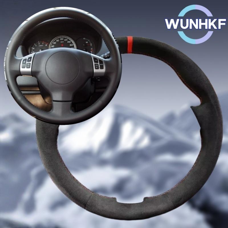 DIY Car Steering Wheel Cover For Suzuki SX4 Alto Old Swift For Opel Agila Suede Steering Wrap Car Interior Accessories Black Thread