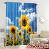 Modern Flat Printing Curtains Without Rod Sunflower Bliss Curtain Fabric Versatile Polyester Outdoor Set Of 2 Made
