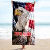 1PC Custom Name Eagle Pride American Flag Beach Towel Highly Absorbent And Sand-Resistant Towel for Swimming, Pool, Yoga, And Travel Lightweight