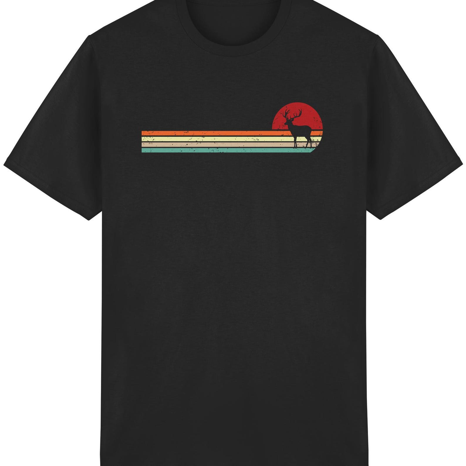 Deer, Retro, Antler T-Shirt, Red Deer, Forest, Vintage, Roe Deer, Nature, Hunter, Gift - Men s T-Shirt L