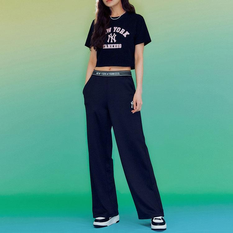 New MLB Crop Tops Women's Black 3FTSV0733-50BKS