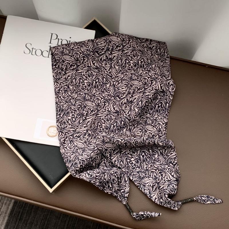 Silk scarf new fashion wheat ear cashew flower silk scarf head scarf beaded small scarf scarf triangular scarf waist tie