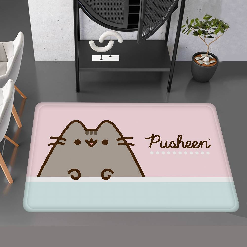 

Anime P-Pusheen Cute Cat Door Mat Washable Non-Slip Living Room Sofa Chairs Area Mat Kitchen Doormat Area Rug 40x60cm