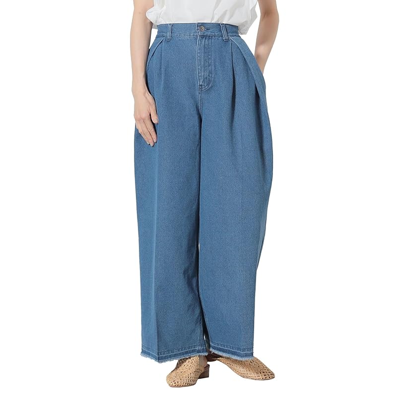 

[Beams Heart] pants fringe tuck wide pants ladies BLEACH S