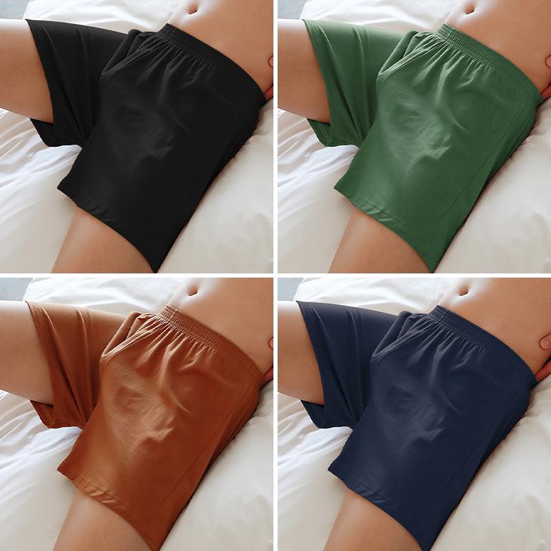 Men's Pure Cotton Loose Boxer Briefs - Summer Solid Color Trendy Four-Cornered Underwear