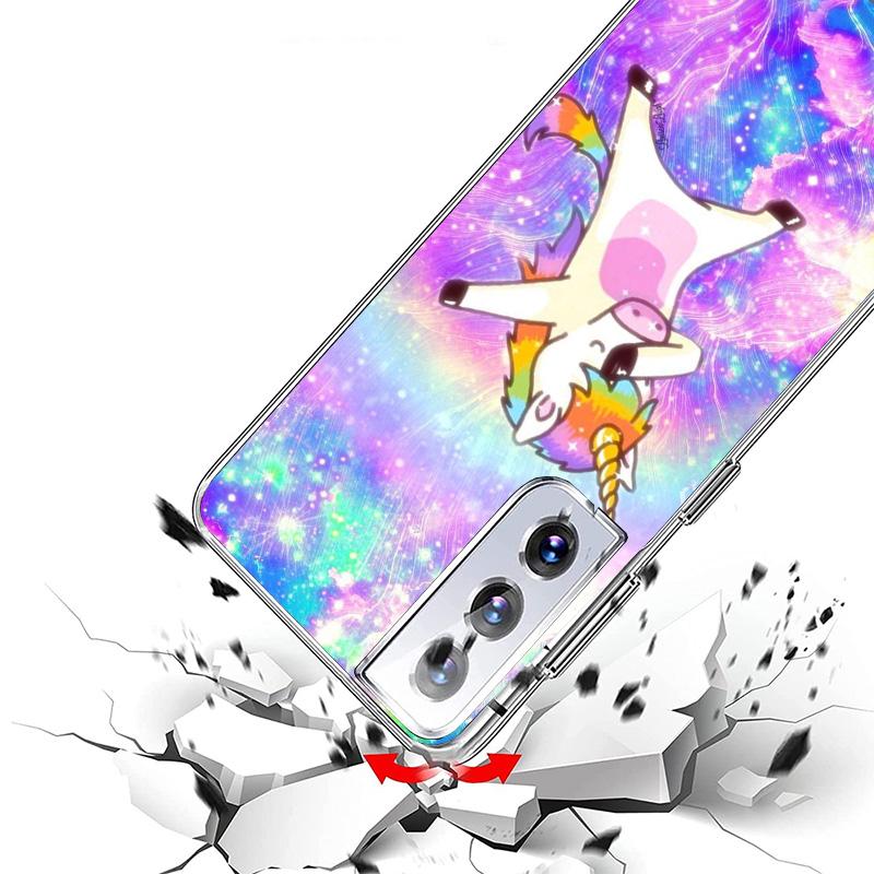 Pink Unicorn Rainbow Phone Case For Samsung Galaxy S24 S25 Edge S26 Ultra S23 S22 S21 Plus S20 FE + Personalized Print Cover Gal