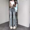 2025 Retro Women's Irregular Slit Micro Flare Jeans: Spring/Summer Hot Girl Style