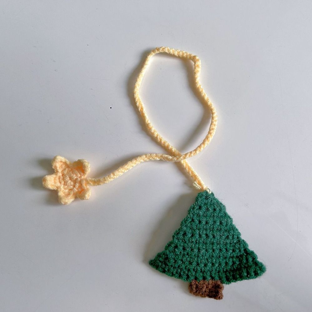 8Styles Knitted Car Rearview Mirror Hanging Ornament Car Interior Decoration Strawberry Pendant Daisy Lanyard Bag Pendant