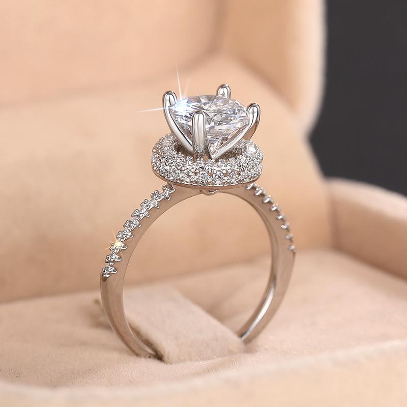 Geometric Zircon Ring For Women, Fashion Light Luxury High-End Rings, Popular Sparkling Jewelry
