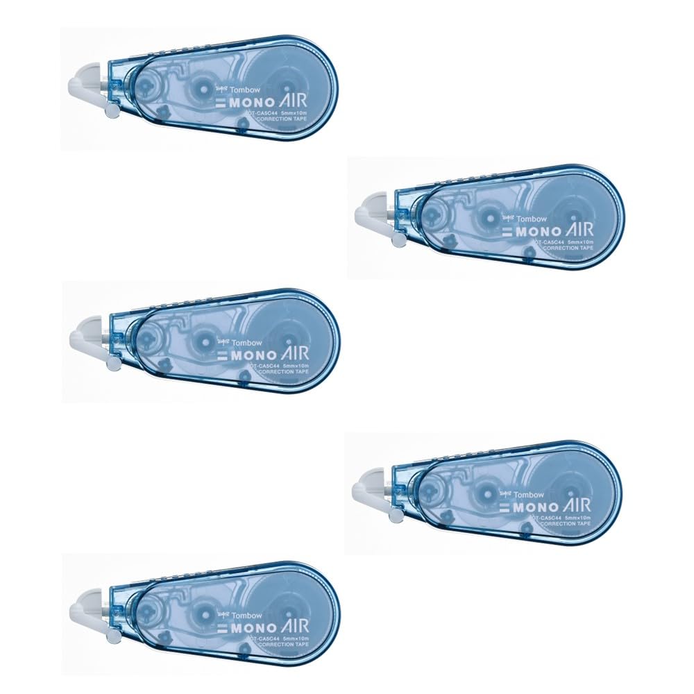 Tombow Correction Tape 5mm MONO MONO Air High Adhesion Disposable Type 10m Ash Blue (Light Touch, Tape) 5-Pack CT-CA5C44-5P
