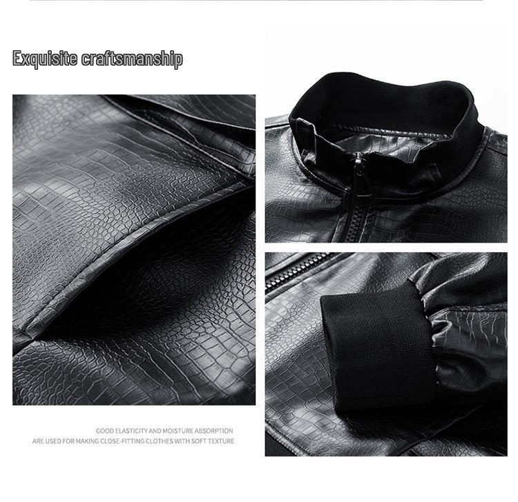 New PU Leather Stand Collar Motorcycle Cardigan Jacket - Spring, Autumn, Winter