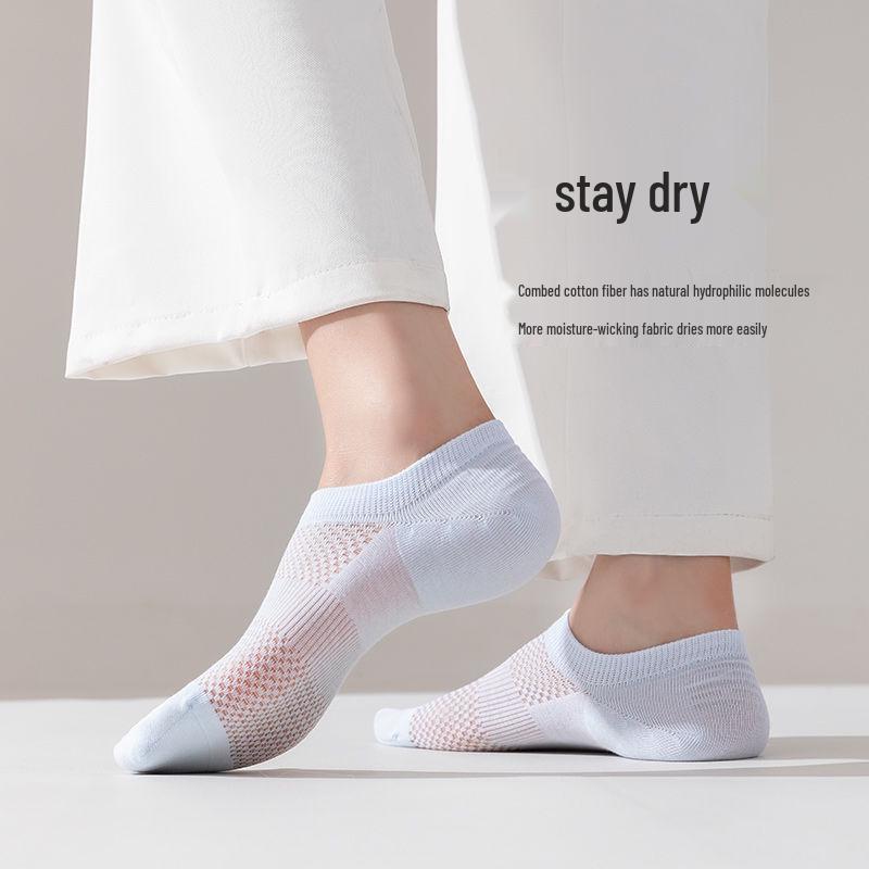 Women's Invisible No-Show Boat Socks - Summer, Ultra-Thin, Non-Slip, Odor-Resistant, Antibacterial, Low-Cut Cotton.