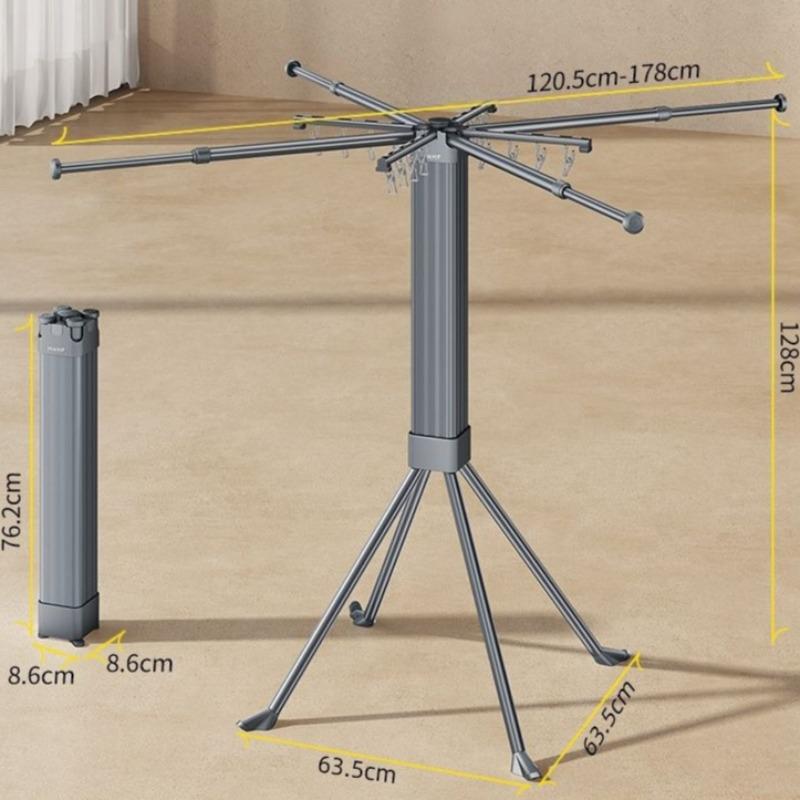 Retractable Clothes Horse Household Balcony Folding Multifunctional Drying Rack Morden Hanger for Floor Clothes Standing серый
