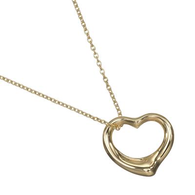 TIFFANY&Co. Open Heart Necklace K18 Yellow Gold 3.72g Women Used