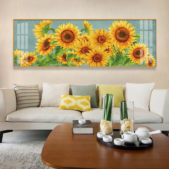 

Скандинавское поле подсолнечника, холст, картина, желтые пейзажные постеры и принты, цветочная настенная картина, искусство для декора гостиной, Cuadros 40cm×80cm NoFrame
