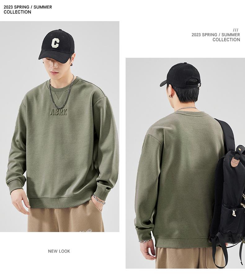 Men's Plus Velvet Warm Round Neck Hoodie - Autumn/Winter Style Long Sleeve Base Layer for Teens