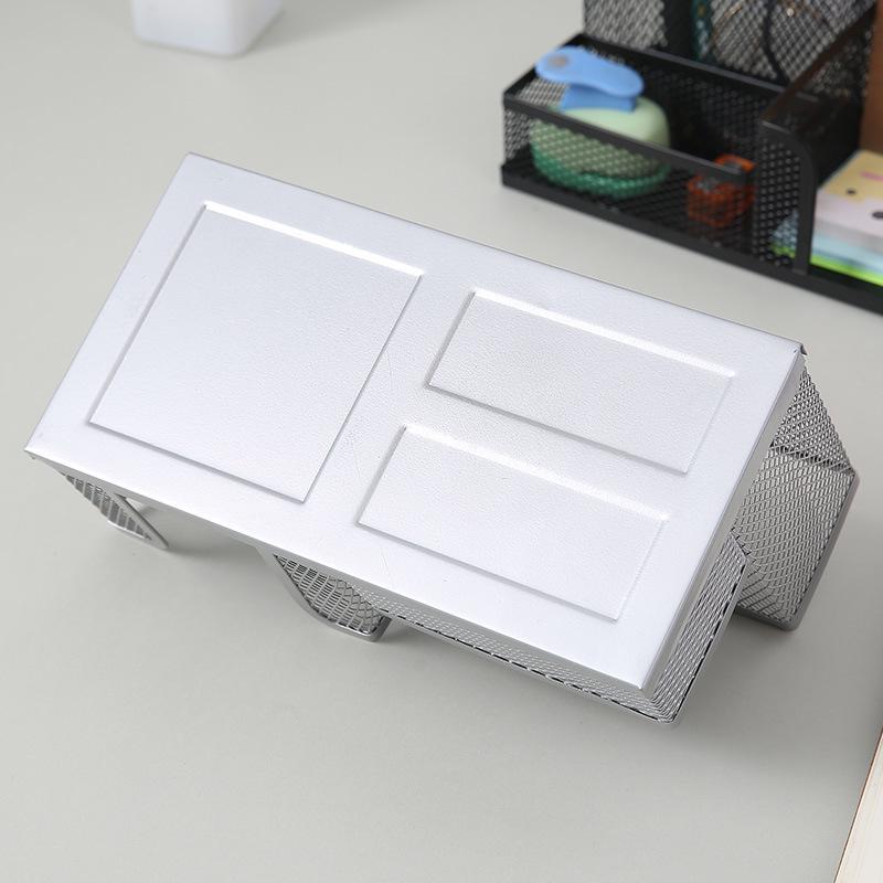 Creative Metal Iron Art Desk Organizer: Three-Grid and Four-Grid Pen Holder for Office Stationery Storage