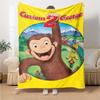 1pc Curious George (4) Blanket, Gift, for Men and Women, Soft Blanket, Good for Sofa Bed Couch Travel, Lightweight Flannel Blanket