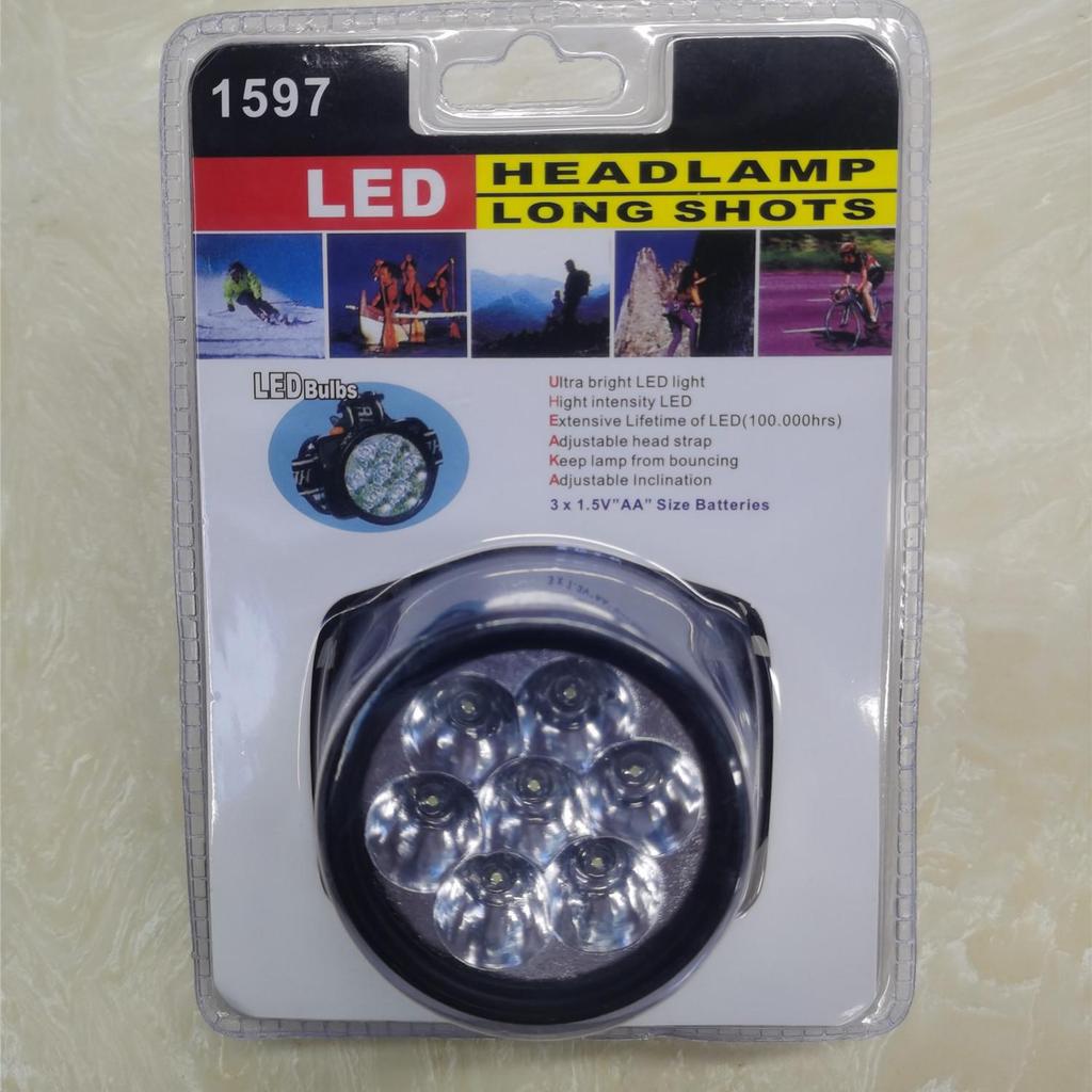 LED High-Intensity Plastic Headlamp for Camping, Fishing & Household Use (7-LED, Model 1597)