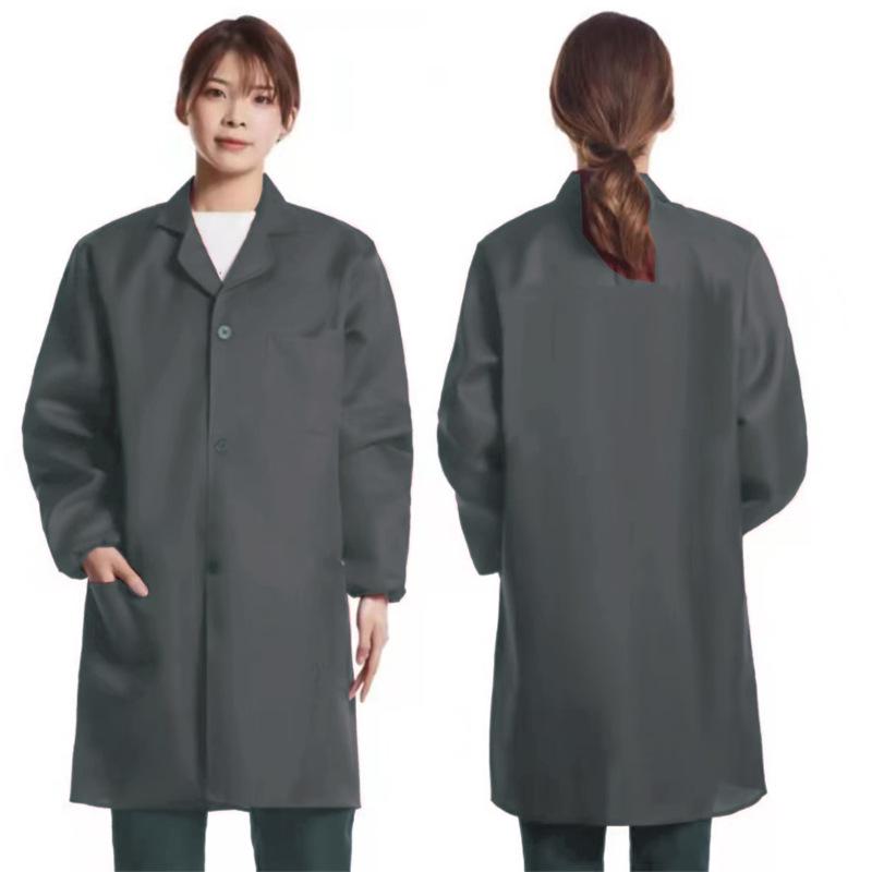 Unisex Dustproof Blue Workwear Robe with Printing & Embroidery