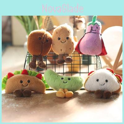 Adorable Cute Sandwich Plush Toy Keychain Hamburger Eggplant Doll Accessory