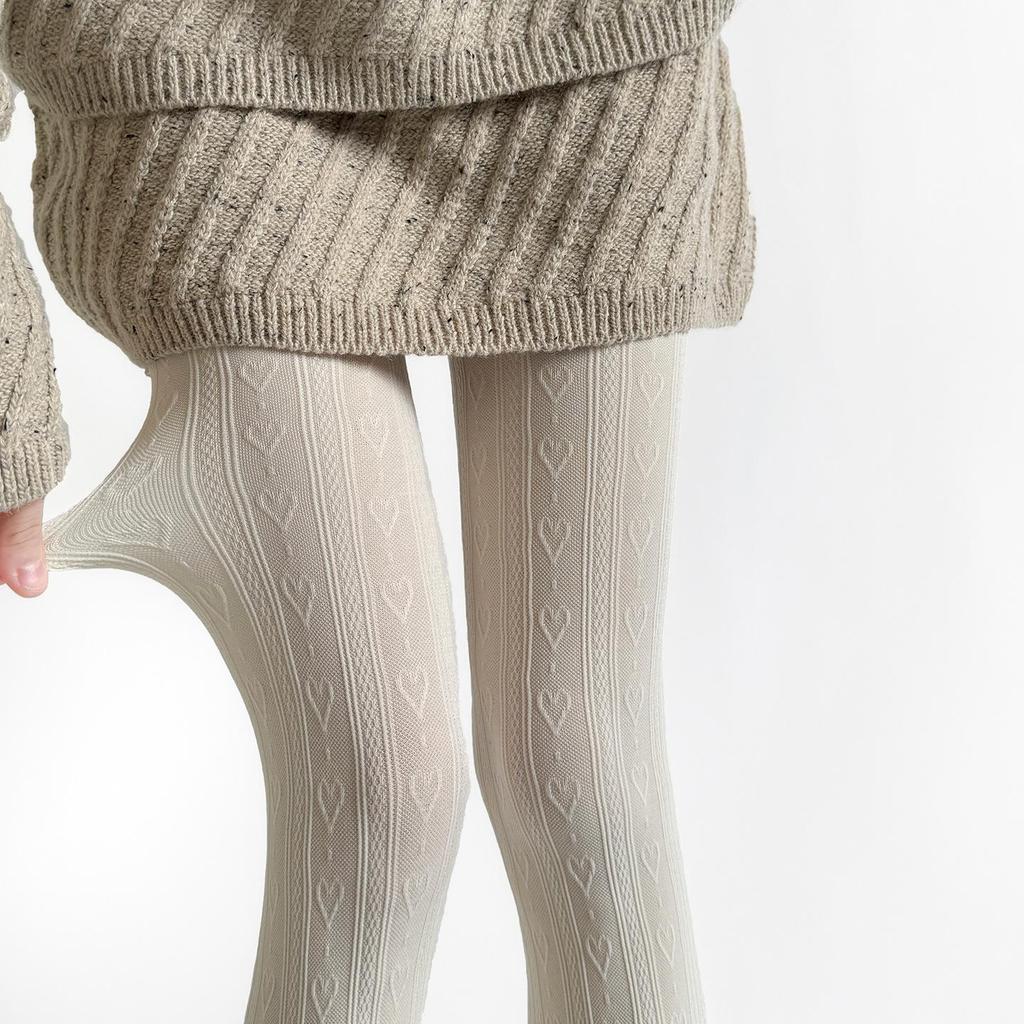 Women's Slimming Heart Pattern Tights - Coffee & Gray, Spring/Autumn