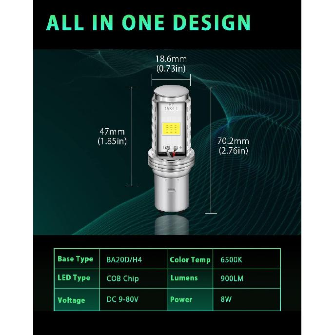 BA20D H616 COB 12W LED Aluminium Bulbs White Motorcycle Lights Bulb Backup Signal Blinker Stop Brake Tail Motorbike Light Bulbs Battery Car LED