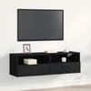 Wall TV Cabinet with Open Compartment with 2 Shelves and 2 Turn-down Doors, 100x30x30 Cm