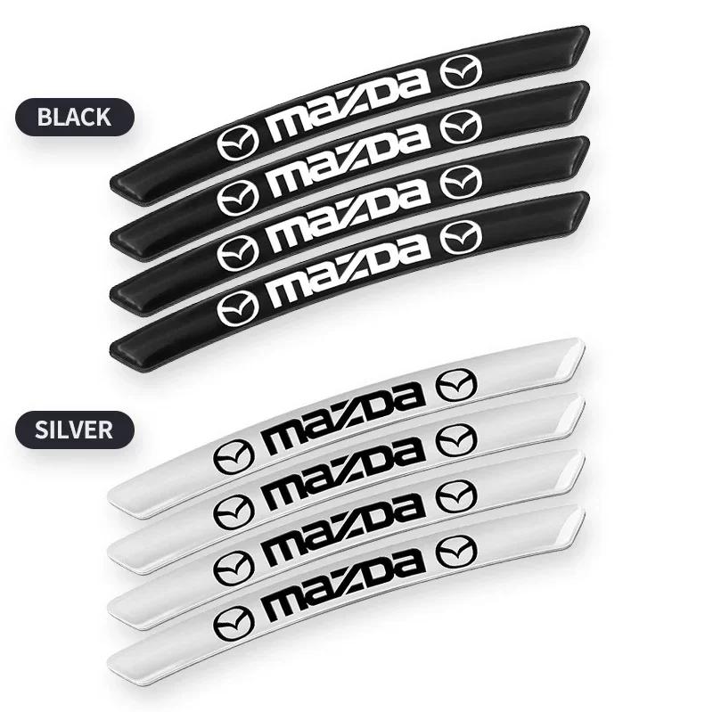 4pcs Aluminum Car Badge Wheel Hub Stickers Auto Rims Decoration Decal For Mazda Speed 3 5 6 BK CX-3 CX-5 CX7 CX-7 Demio Axela MS