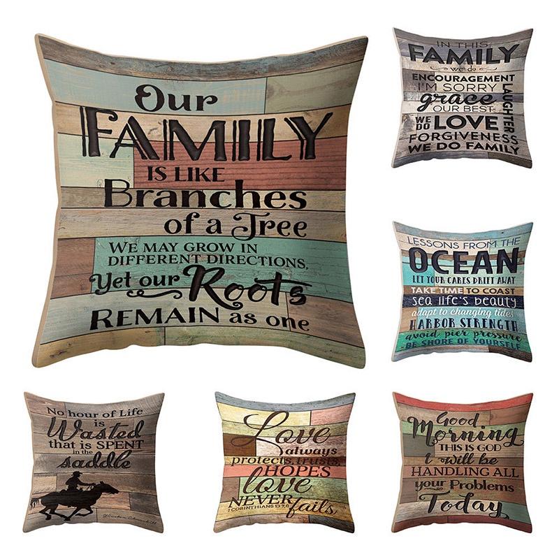 Stylish 18'' Vintage Letter Pillow Case Cushion Cover For Home Office And Sofa Decor