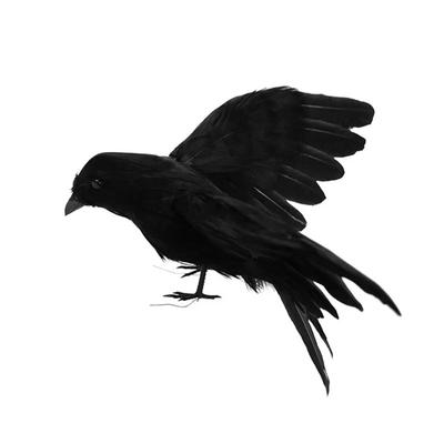Realistic Handmade Black Feather Crows Prop Ravens for Outdoors Indoors Halloween Decor Halloween Crow Decorations