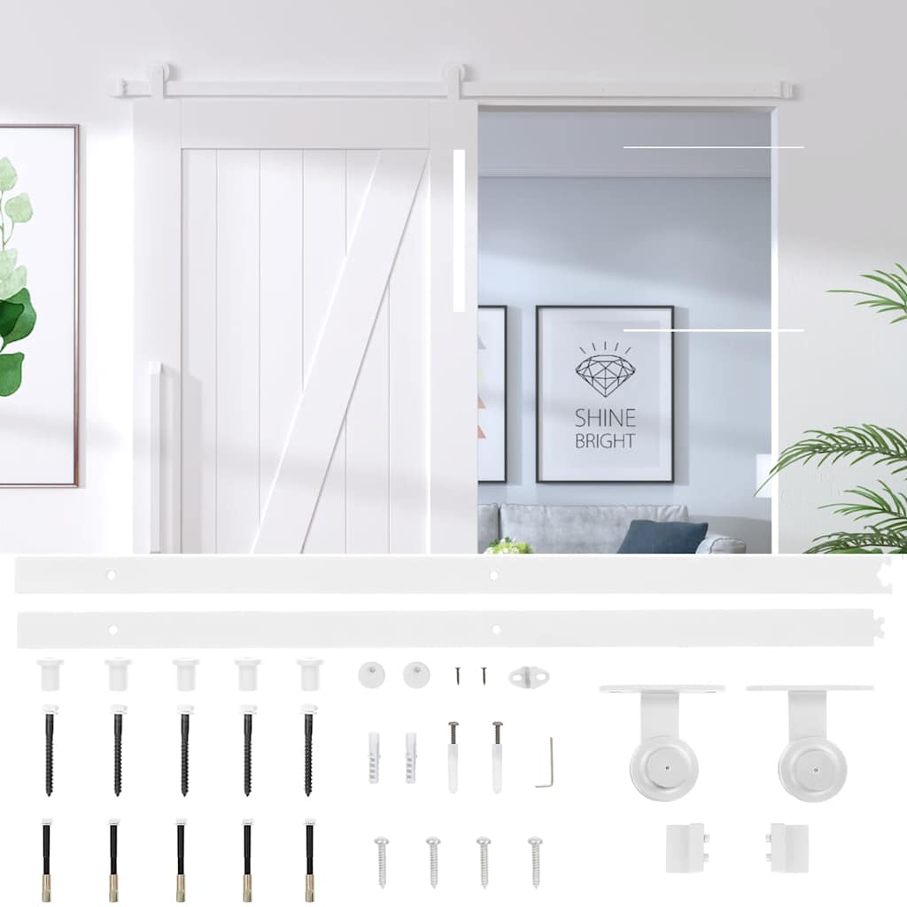 Vidaxl Sliding Door Mounting System, 183 Cm, Steel, White