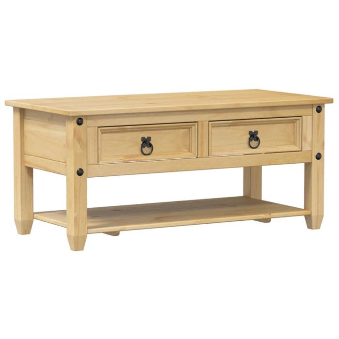 VidaXL Table basse avec tiroirs Corona 100x48x45 cm bois de pin massif, table d'appoint, table de salon, table d'accent, 4002773