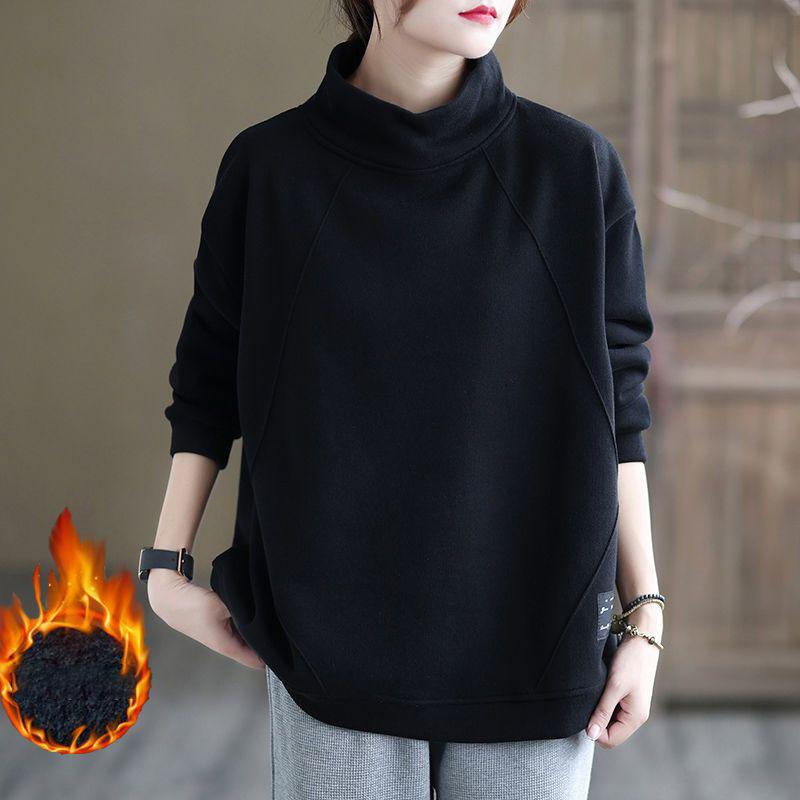 

Women s Loose Fit Sweatirt Autumn Winter Color Straight Tube Knot Cotton Woolen Long Sleeve Hoodie XS