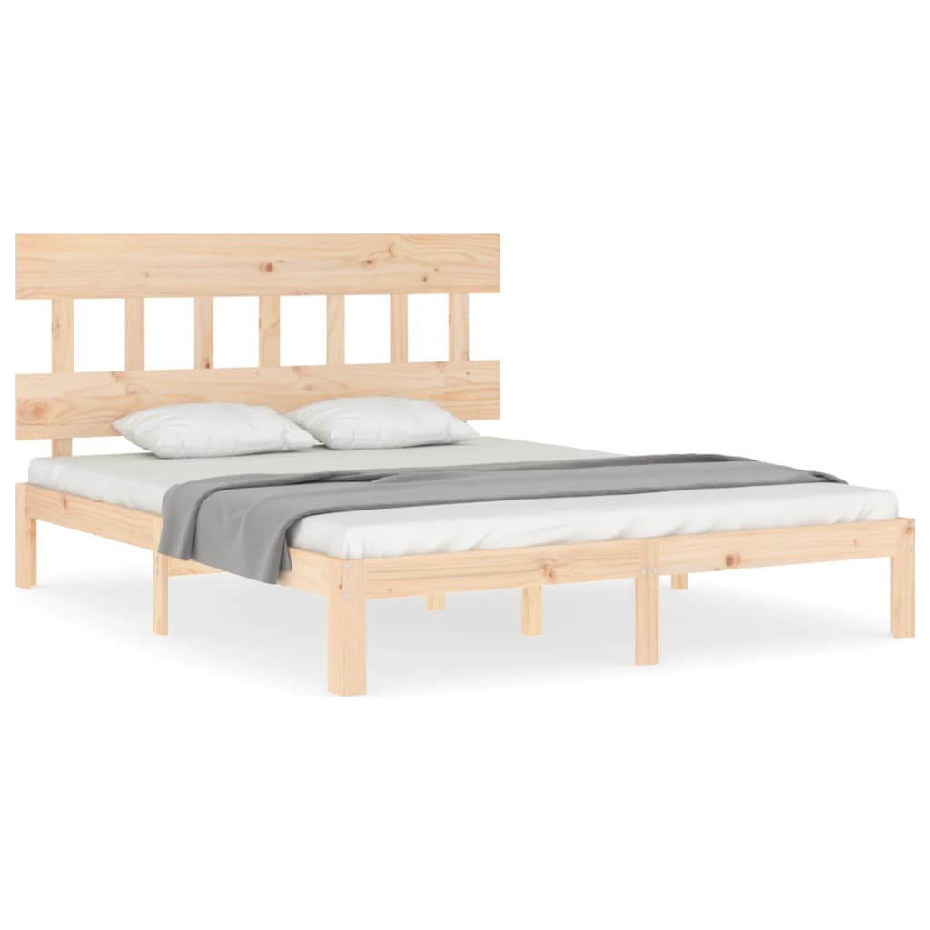 Solid Wood Bed with Headboard