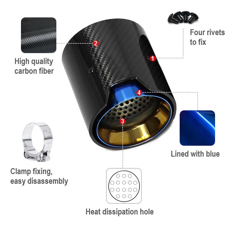 2pcs/lot For BMW 2 Series F22 F23 M235i M240i F20 F21 M135i M140i M Performance Carbon Fiber Car Exhaust Tip ID60mm Muffler Tip