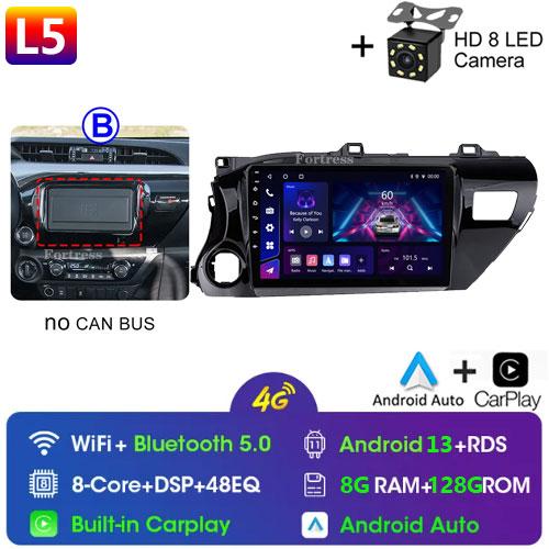 8 Core Android13 Auto Car Radio Multimedia For Toyota Hilux Pick Up AN120 2015 - 2020 LHD Stereo Carplay GPS Navigation No DVD