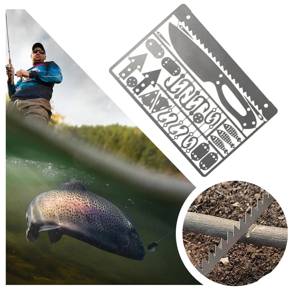 Scheda con Amo da Pesca in Acciaio Inossidabile Strumento Multifunzione Portatile per Pesca e Caccia Gadget EDC per Campeggio e Sopravvivenza