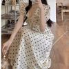 Summer new French retro apricot polka dot dress for women with waist temperament and thin seaside vacation dress