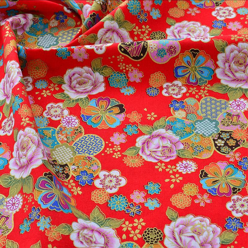 Breiter 140cm Baumwoll-Japanischer Stil Bronzefarbener Jacquard-Satin-Stoff für Cheongsam Kimono Nähen DIY Tasche Handgefertigter Patchwork-Stoff