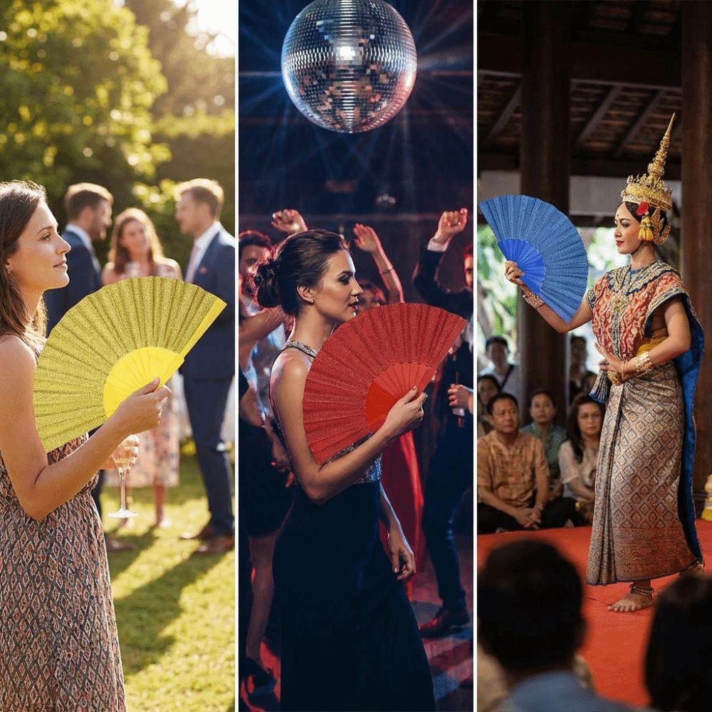 Leuchtender Falt-Handfächer Unifarbener Klassischer Fächer Leichter Kunststoff Glitzerfächer Festivals