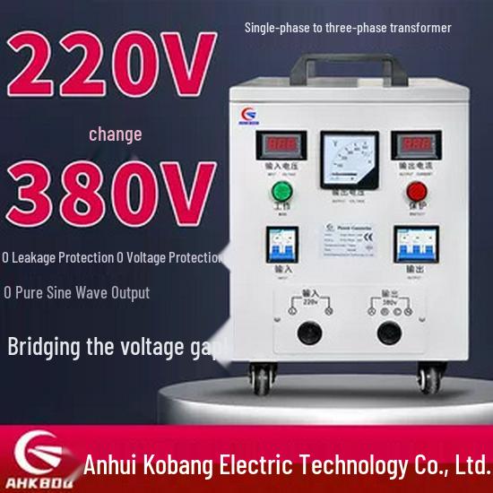 Single to Three-Phase 220V-380V Transformer Converter, 60Hz to 50Hz