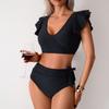 2025 European & American Women's High-Waisted Bikini with Split Swimsuit Design