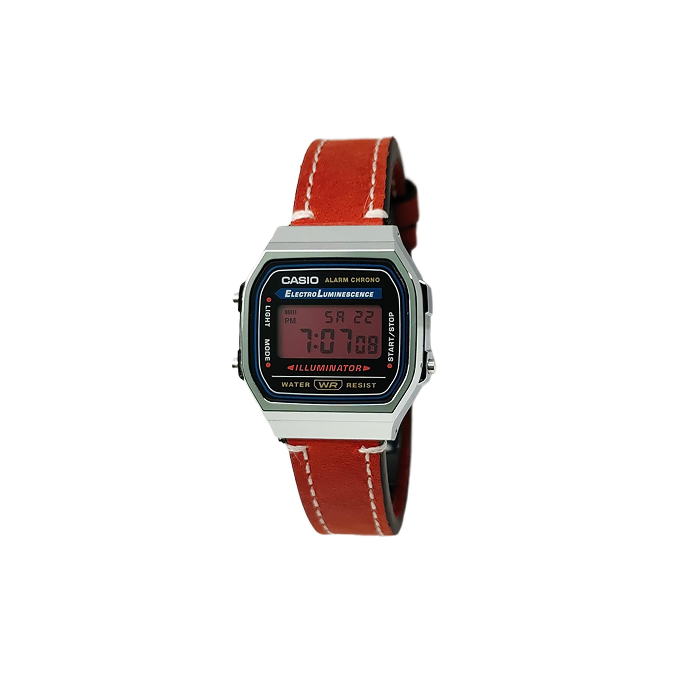 CASIO Custom Collection Quartz Movement Leather Strap Watch Men s Watches Black Dial A168WA-1W(Watch5--) Red Strap