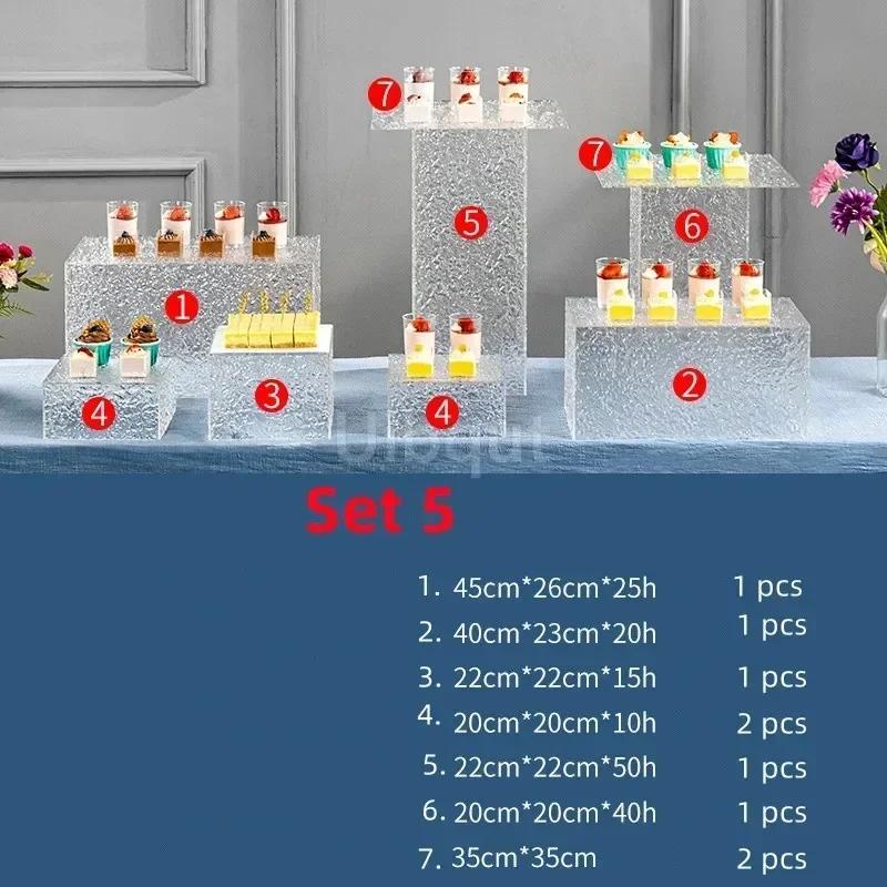 Półka na desery z akrylu Przezroczysty stół bufetowy Stojak na tace do jedzenia Stół bufetowy Stojak na przerwę na herbatę Stojak na ciasto Wyświetlacz Naczynia Talerze