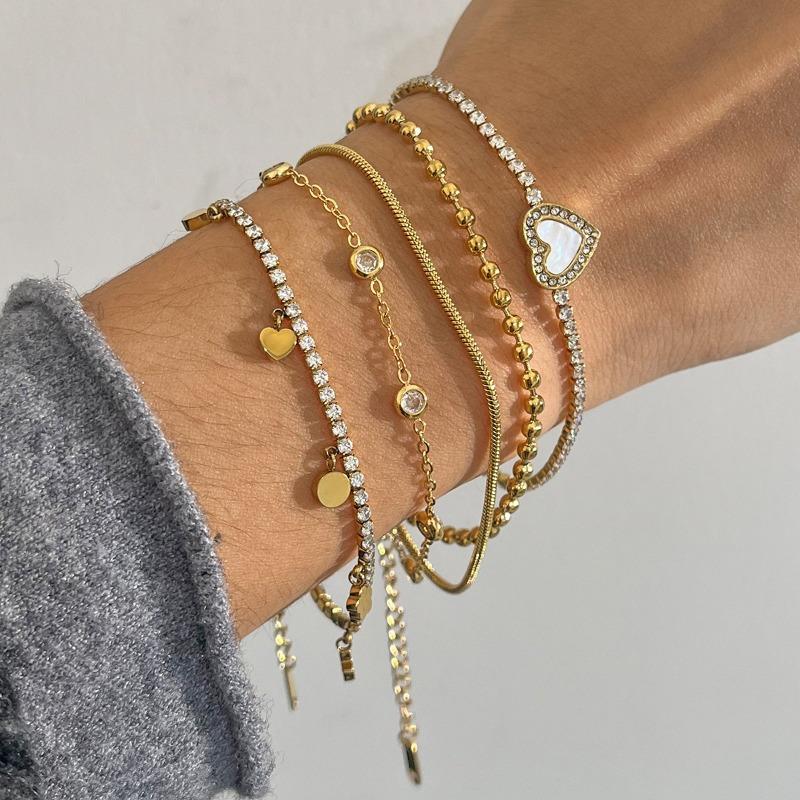 Stainless Steel Zirconia Bracelet - Elegant and Luxurious Women's High-end Jewelry, Titanium Steel Hand Accessory