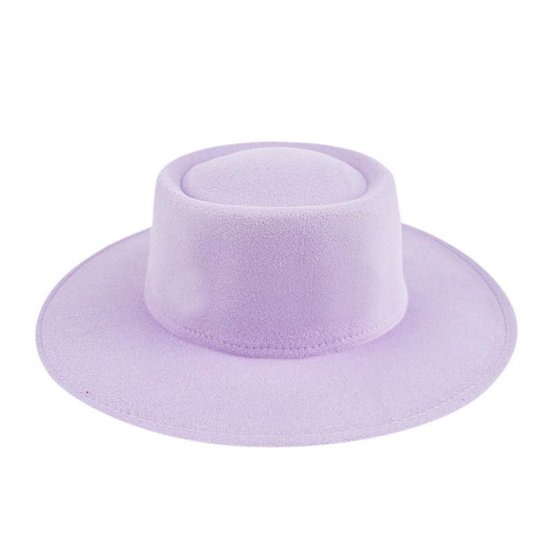 Formal Britishstyle Hat Wide Brim Flat Top Solid Color Winter Frenchinspired