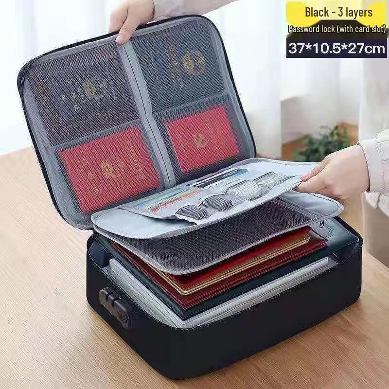 3-Layer Lockable Document Storage Organizer Bag