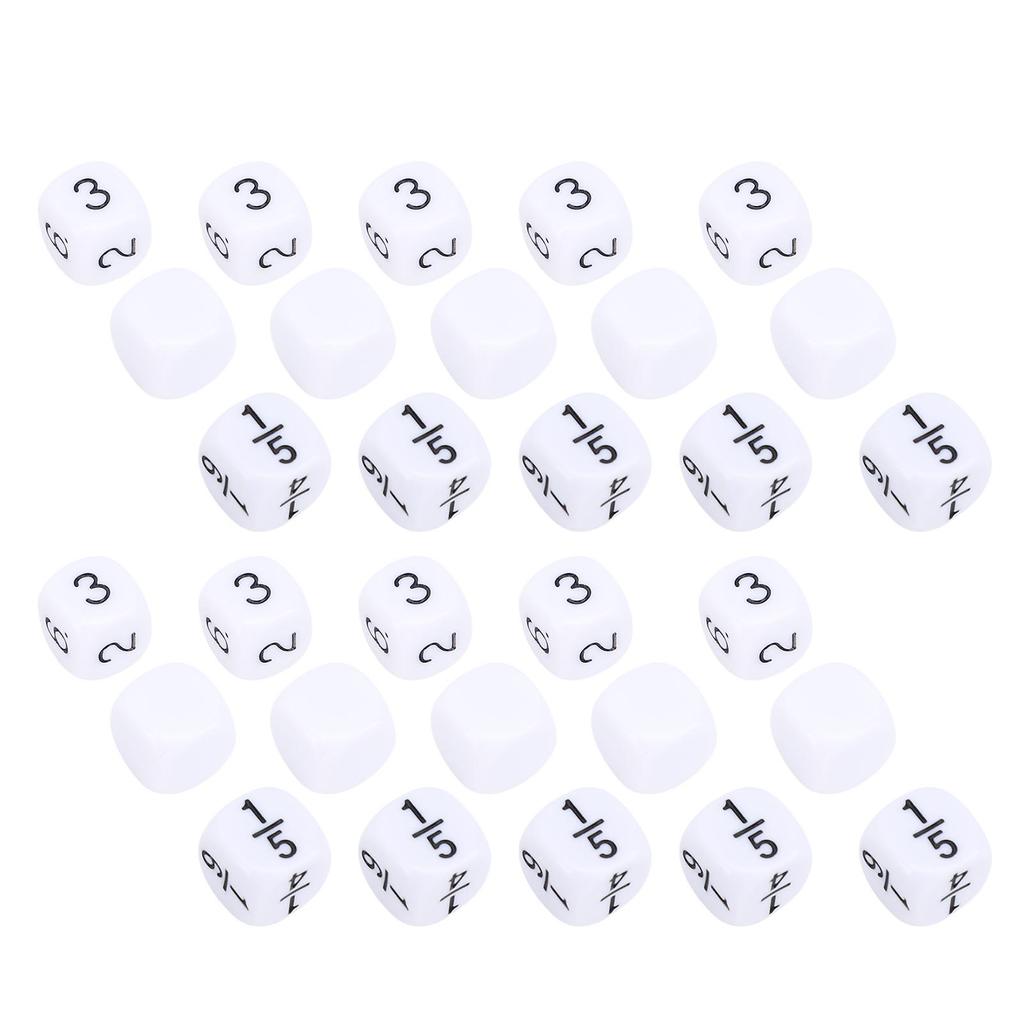 30Pcs 6 Sided Dice Set Bulk 16mm White with Storage Bag Puzzle Number Teaching Props